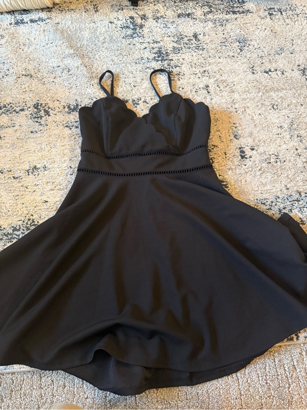 Trixxi Black Scalloped Neckline Dress